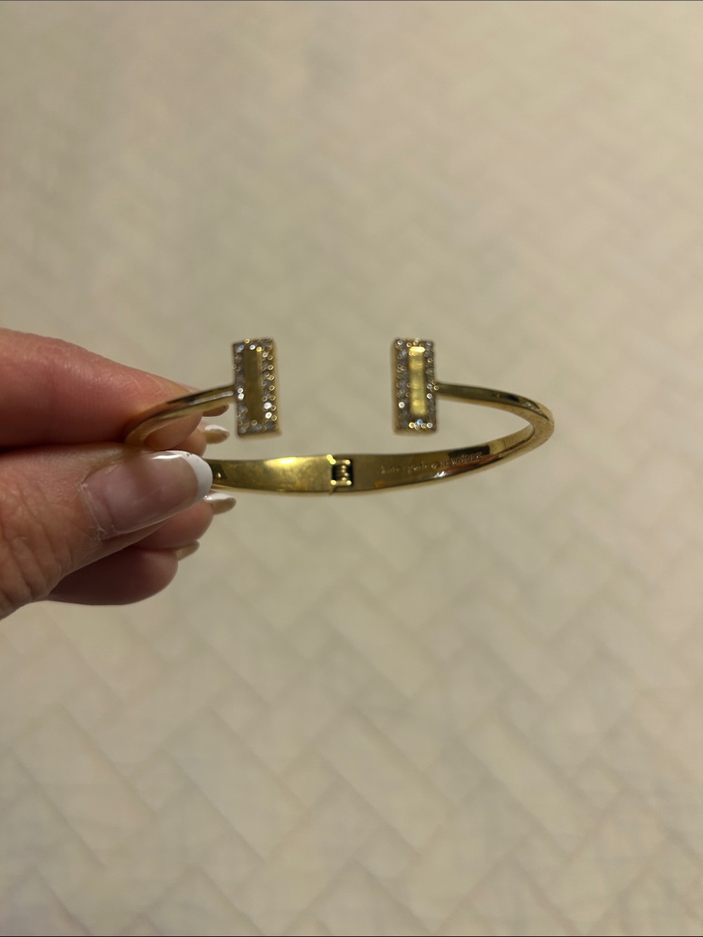 kate spade Gold Open Cuff Bracelet with Crystal-Terminated Bars